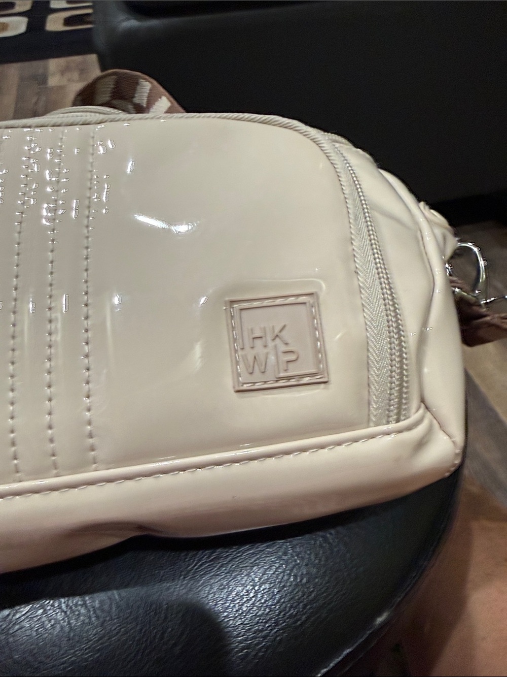 Cream Nylon Men's Belt Bag with Multiple Zip Pockets - Picture 6 of 9